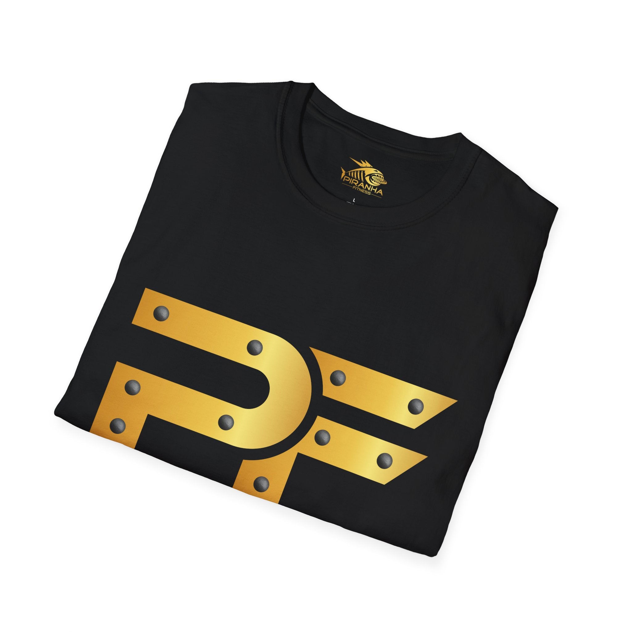 Gold PF Rivet Logo Tee – Built for the Grind, Made to Win Softstyle T-Shirt