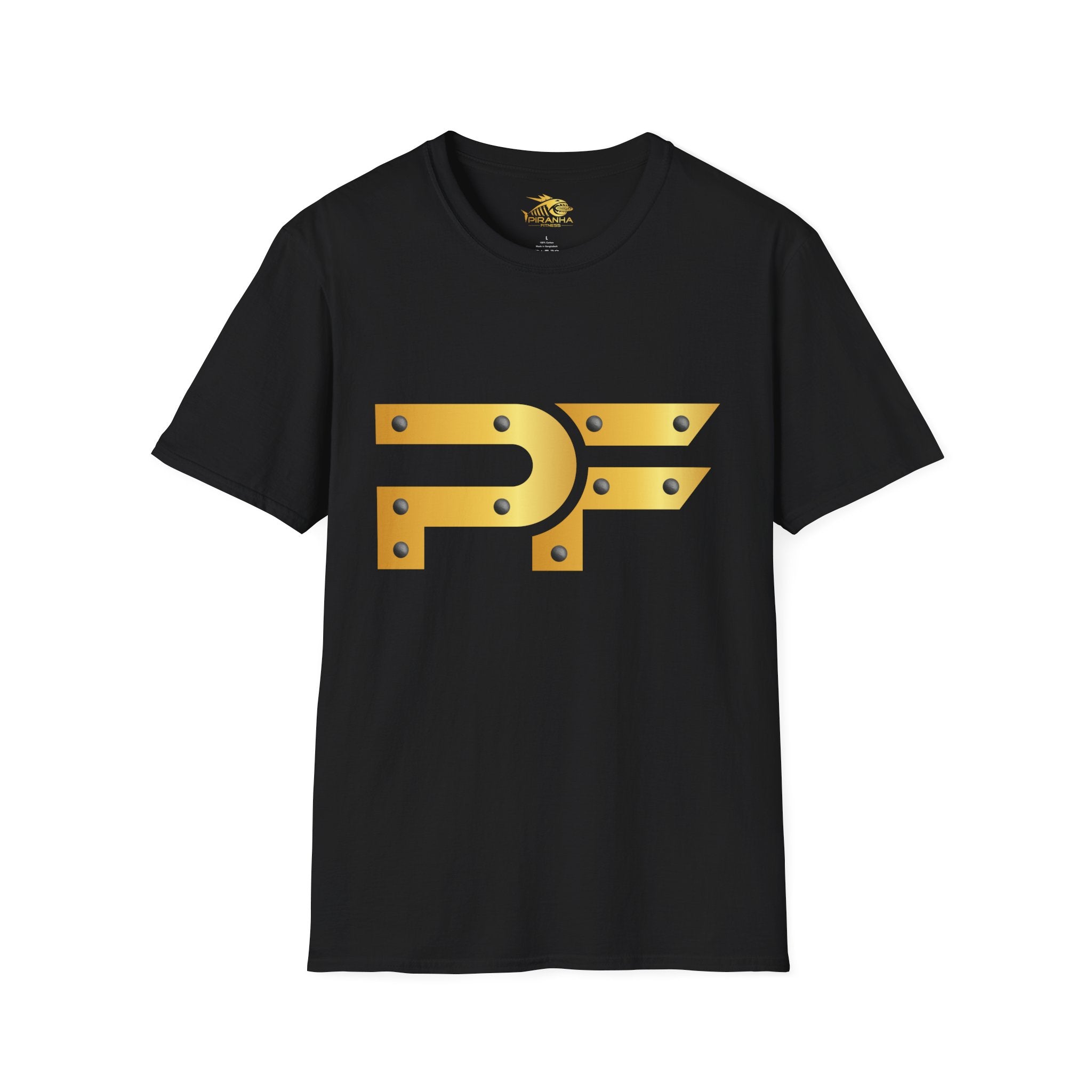 Gold PF Rivet Logo Tee – Built for the Grind, Made to Win Softstyle T-Shirt